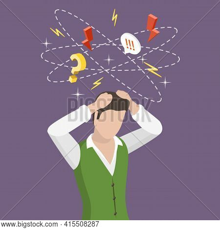 3d Isometric Flat Vector Conceptual Illustration Of Hangover Syndrome.