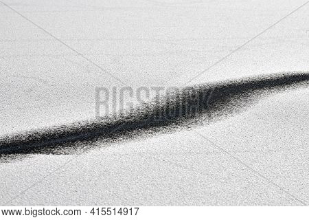 Abstract Black Line On Snow-white Background. Black And White Minimalist Art, Contrast Achromatic. M