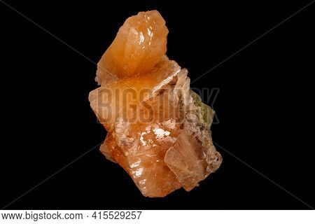 Macro Stone Apophyllite Mineral On Black Background