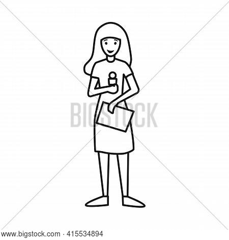 Vector Illustration Of Presenter And Mic Sign. Graphic Of Presenter And Woman Stock Vector Illustrat