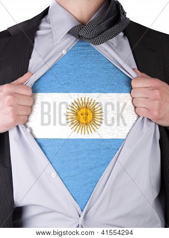 Obchodní muž s argentinskou vlajkou tričko