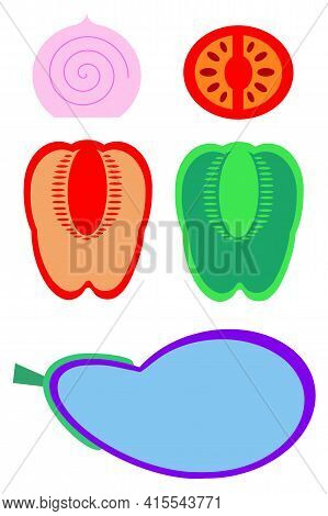 Vector Set Of Vegetables Isolated For Food Poster