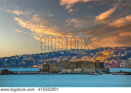 The Castel Dell'ovo (egg Castle) The Oldest Standing Medieval Fortification In Naples On The Gulf Of
