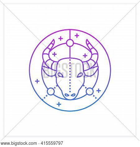 Taurus Gradient Icon. Bull Symbol. Second Fire Sign In Zodiac. Mystic Horoscope Sign. Bullfight, Cor