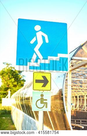 Edict Of An Underground Passage With A Sign Of Descent For The Disabled