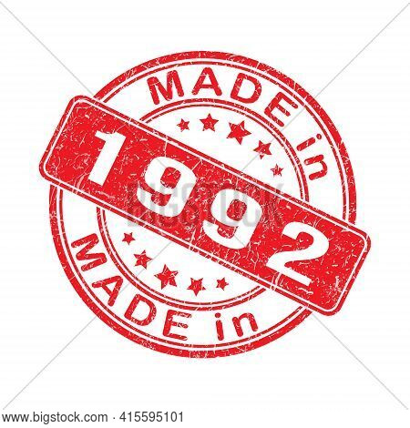 An Imprint Of A Seal Or Stamp With The Inscription Made In 1992. Editable Vector Illustration. Label