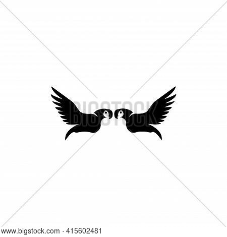 Black Of Twin Parrot Logo Design Vector Stock