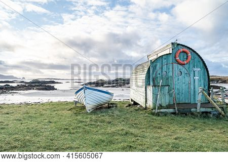 Rossbeg, County Donegal, Ireland : January 02 2021 : The Lobster Pod Is A Brillant Innovation By Nat