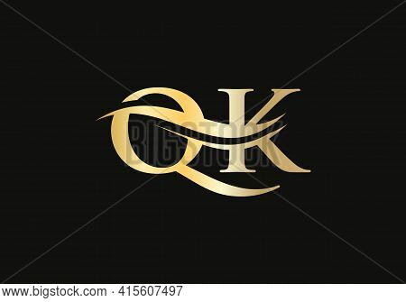 Letter Qk Logo Design For Business And Company Identity. Creative Qk Letter With Luxury Concept