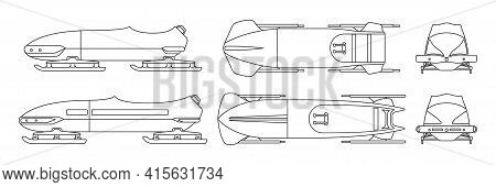 Bobsled Isolated Outline Set Icon.vector Illustration Illustration Bobsleigh On White Background .ou