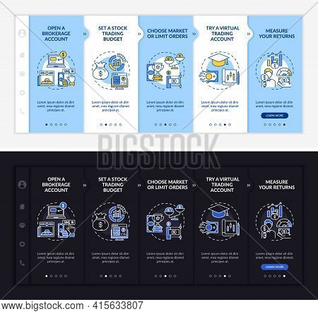 Investing Process Onboarding Vector Template. Responsive Mobile Website With Icons. Web Page Walkthr
