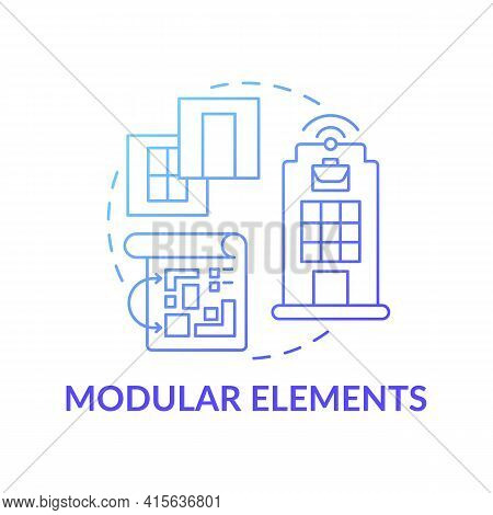 Modular Elements Concept Icon. Future Office Building Requirement Idea Thin Line Illustration. Multi