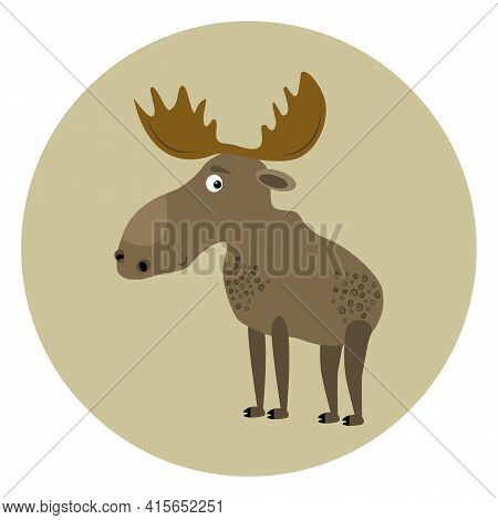 Vector Moose In Cartoon Style For Kid