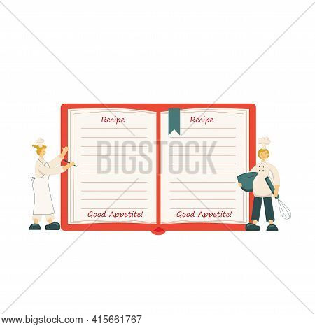 Cook Chef Woman With Hat, Uniform From Professional Kitchen Restaurant. Vector Stock Illustration Is