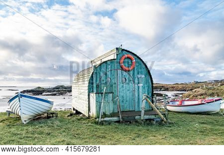 Rossbeg, County Donegal, Ireland : January 02 2021 : The Lobster Pod Is A Brillant Innovation By Nat
