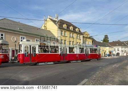 Vienna, Austria - April 27, 2015:  View To Center Of Grinzing In Vienna In Early Morning With Nearly