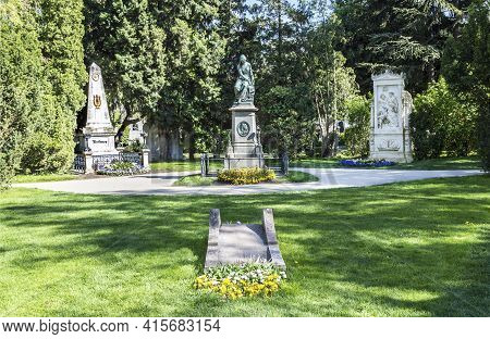 Vienna, Austria - April 26, 2015:  Last Resting Place Of Composer Ludwig Van Beethoven And Franz Sch