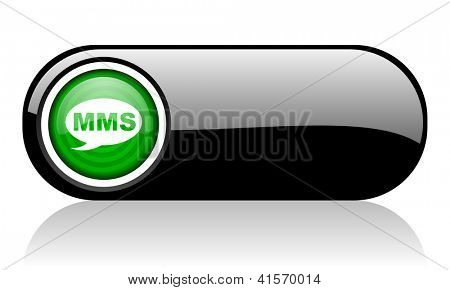 สีเขียวและดำ mms เว็บไอคอนบนพื้นหลังสีขาว