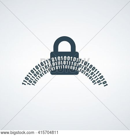 Abstract Digital Conceptual Technology Security With Lock, Binary Code Goes Through Lock. Stock Vect