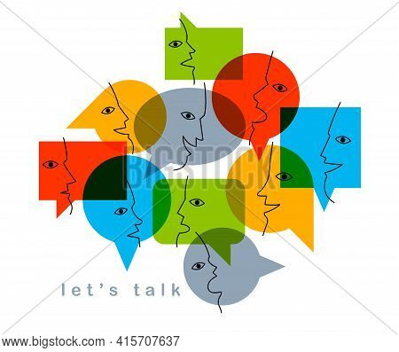 Different Speech Bubbles Composition Vector Flat Design Isolated On White, Global Communication Conc