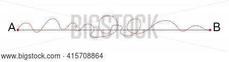 The Road From Point A To Punt B. Way To Success. Vector Flat Illustration