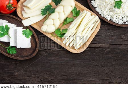 Traditional Various Cheeses, String, Knitted, Cecil, Cottage And Feta Cheese, Turkish Delicatessen C