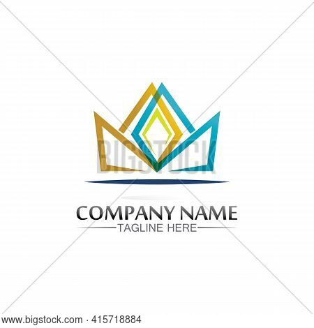 Crown Logo Template Vector Icon Illustration Design, Vector Icon Crown, King, Queen, Logo Design For