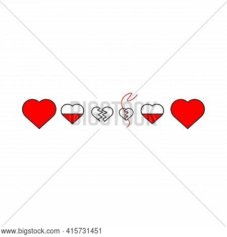 Like And Heart Icon. Live Stream Video, Chat, Likes. Social Nets Like Red Heart Web Buttons Isolated