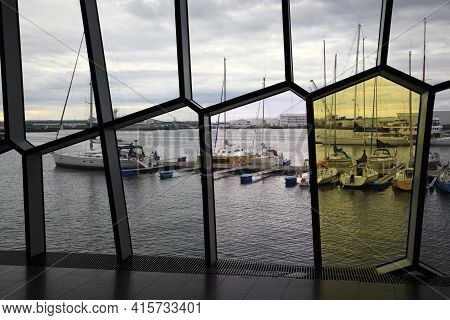 Reykjavik / Iceland - August 15, 2017: A View From A Window In Harpa Concert Hall And Conference Cen