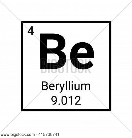 Beryllium Atom Element Symbol. Beryllium Chemical Icon Periodic Table