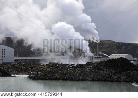 Grindavik / Iceland - August 15, 2017: The Geothermal Power Plant Near Blue Lagoon, Reykjavik, Icela
