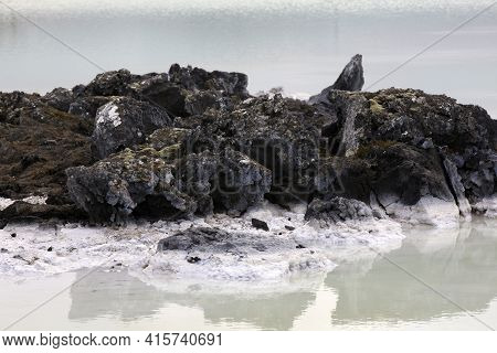Grindavik / Iceland - August 15, 2017: The Geothermal Hot Water And Landscape Around Blue Lagoon, Re