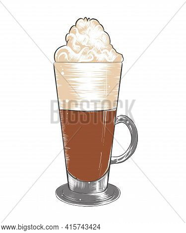 Vector Engraved Style Illustration For Posters, Decoration And Print. Hand Drawn Sketch Of Coffee La