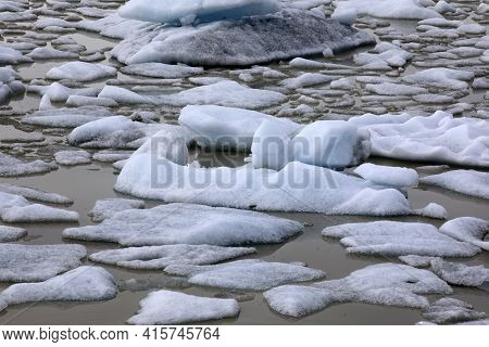 Fjallsarlon / Iceland - August 18, 2017: Ice Formation At Fjallsarlon Glacier Lagoon, Iceland, Europ
