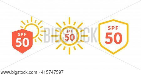Uv Radiation Sun Block Icon. Solar Ultraviolet Uv Radiation Logo 50spf