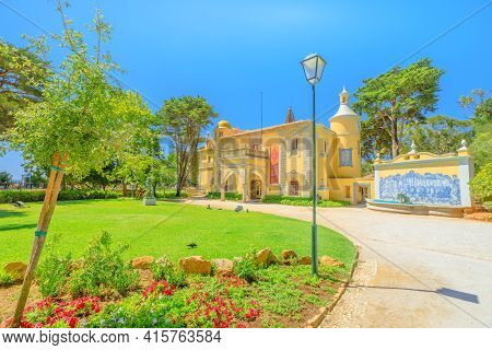 Cascais, Portugal - August 6, 2017: Architecture Of Castro Guimaraes Museum In Gothic, Portuguese An
