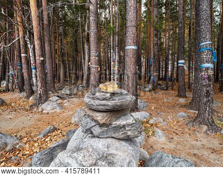Eastern Sayans, Buryatia. Sacred Grove At The Mineral Spring Of The Arshan Resort.