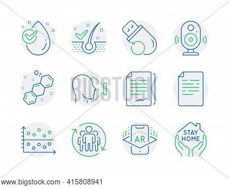 Science Icons Set. Included Icon As Teamwork, Document Signature, Flash Memory Signs. Document, Face