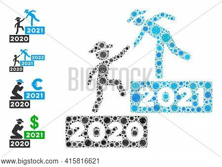 2021 Business Training Covid Virus Mosaic Icon. 2021 Business Training Collage Is Formed With Random