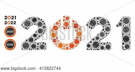 Start 2021 Caption Covid Mosaic Icon. Start 2021 Caption Collage Is Formed With Scattered Covid Pict