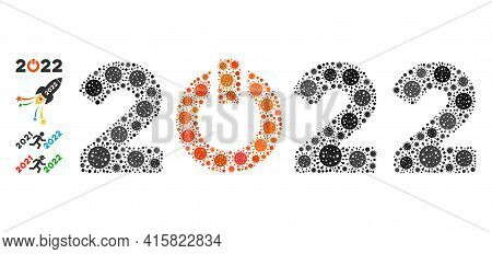 Start 2022 Caption Covid-2019 Mosaic Icon. Start 2022 Caption Collage Is Formed With Randomized Vira