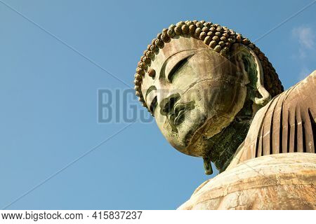 Kamakura, Japan - Dec 20, 2015: Colse Up Of Daibutsu Statue At Kotoku-in Temple; Monumental Outdoor 