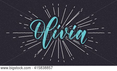 Hand Lettered Handwritten, Script, Calligraphic Name On Dark Chalky Star Burst Background