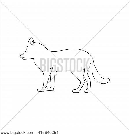 Minimalist One Line Fox Or Dog Icon. Line Drawing Animal Tattoo. Dog Or Fox One Line Hand Drawing Co