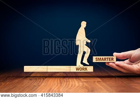 Work Smarter Motivation Concept. Personal Development, Boost Productivity And Efficiency Concept Wit