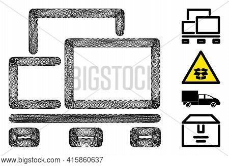 Vector Network Goods Pallet. Geometric Linear Frame Flat Network Generated With Goods Pallet Icon, D