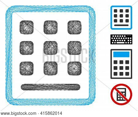 Vector Wire Frame Keypad. Geometric Wire Carcass Flat Net Made From Keypad Icon, Designed From Inter