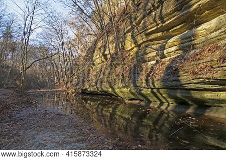 Winter Morning Light In A Secluded Canyon In Matthiessen State Park In Illinois