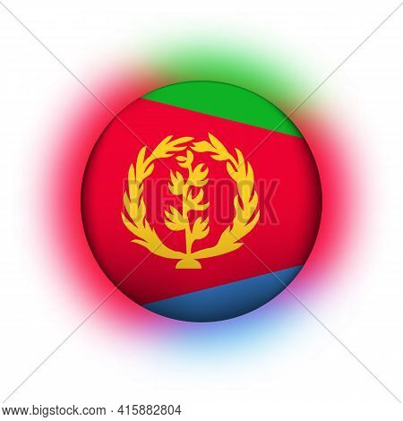 Glass Light Ball With Flag Of Eritrea. Round Sphere, Template Icon. Eritrean National Symbol. Glossy