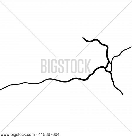 Kintsugi Crack. Earthquake And Ground Cracks, Hole Effect, Craquelure And Damaged Texture. Vector Il